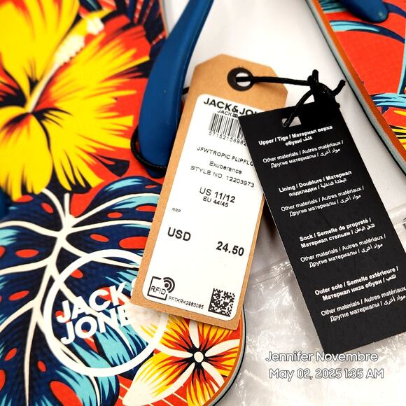 JACK & JONES MEN'S FLIPFLOP 'EXUBERANCE' SIZE 11/12 - Picture 5 of 7